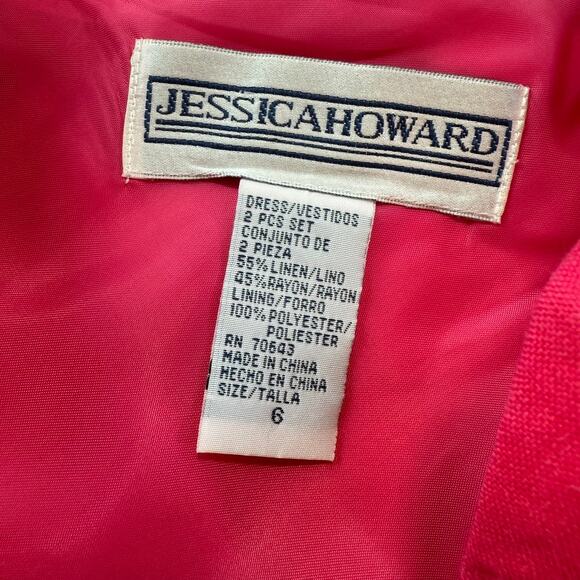 Vintage Jessica Howard Pink Linen Blend Sleeveless Maxi Dress Classic Dress Sz 6 - Picture 11 of 12